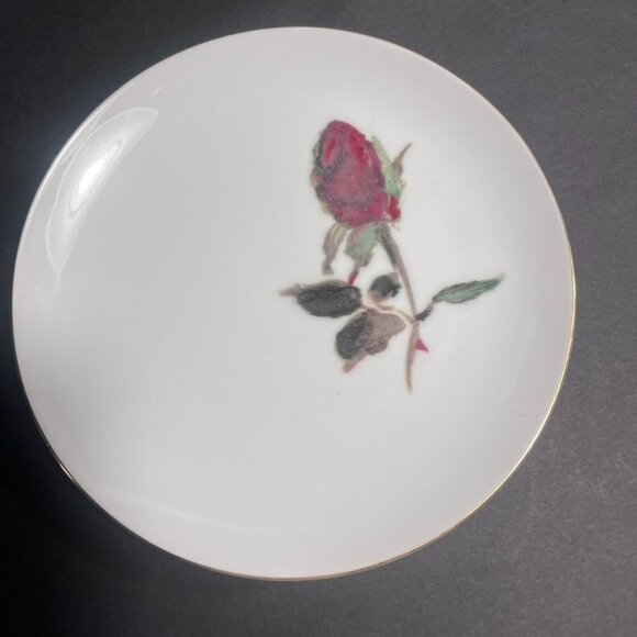 Six Vtg Narumi China Rose Floral Dessert Plates Pin Yellow Cottage Core RARE - Picture 3 of 5